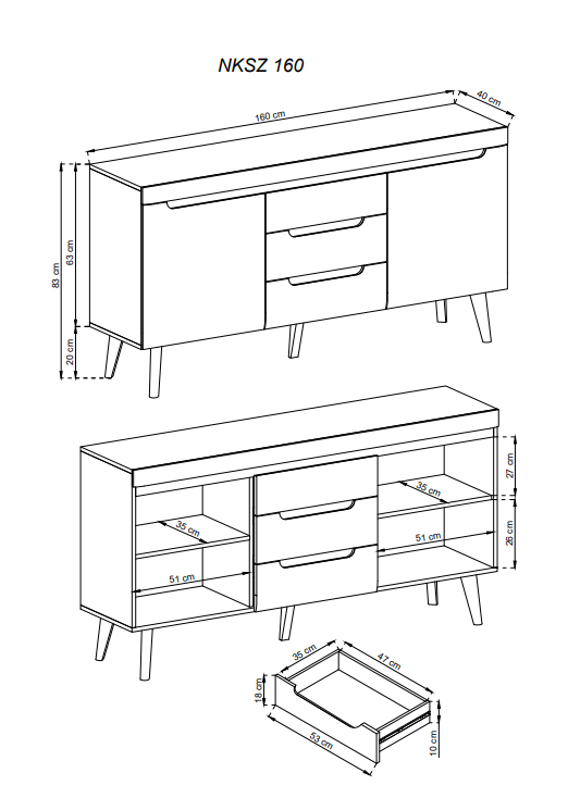 Komoda szeroka Nordi biały / dąb riviera