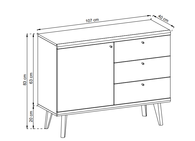 Komoda Primo 107cm z szufladami