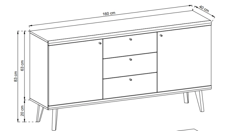 Komoda Primo 160cm z szufladami