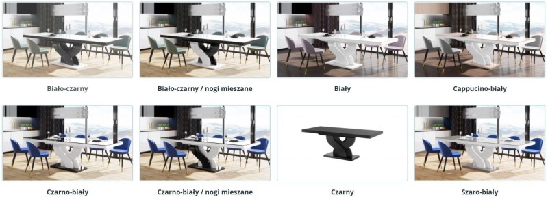 Stół rozkładany BELLA 160-256 Czarny połysk