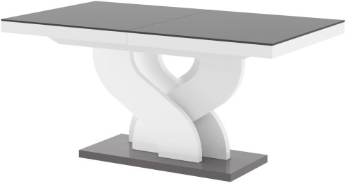 Stół rozkładany BELLA 160-256 Szaro-biały połysk