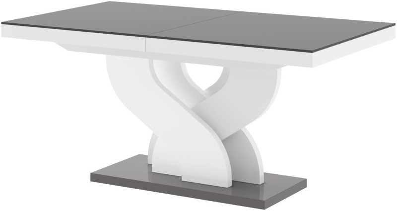 Stół rozkładany BELLA 160-256 Szaro-biały połysk