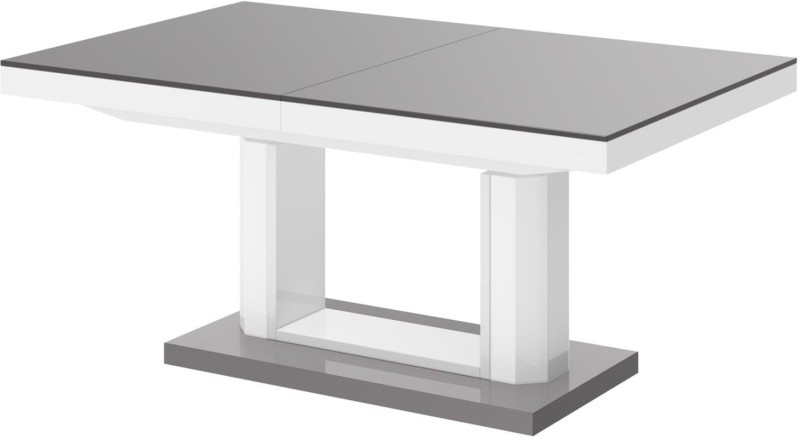 Ławostół podnoszony rozkładany QUADRO LUX 120 - 170 cm Szaro-biały połysk