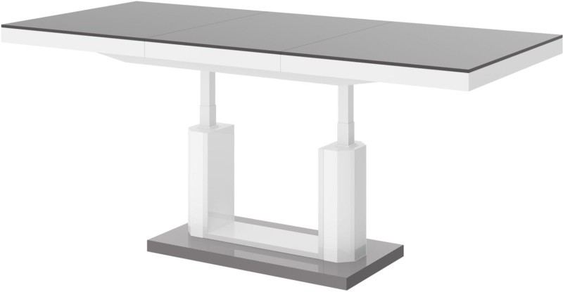 Ławostół podnoszony rozkładany QUADRO LUX 120 - 170 cm Szaro-biały połysk