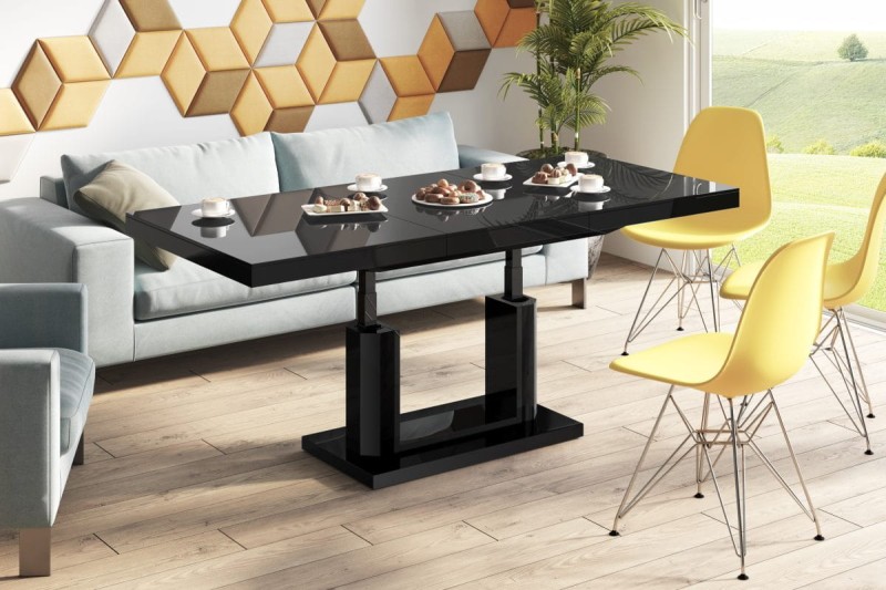 Ławostół podnoszony rozkładany QUADRO LUX 120 - 170 cm Czarny mat