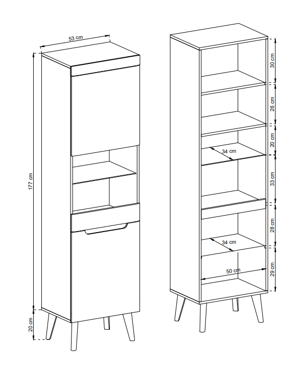 Witryna Nordi dąb artisan wysoka