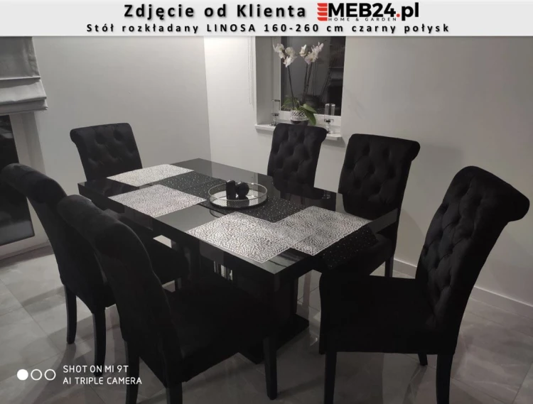 Stół rozkładany LINOSA 160-260 czarny połysk - zdjęcie od klienta MEB24.PL