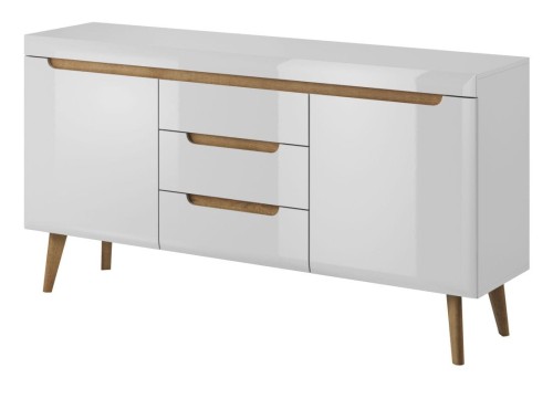 Komoda szeroka Nordi biały / dąb riviera