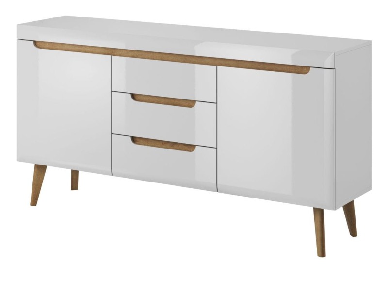 Komoda szeroka Nordi biały / dąb riviera