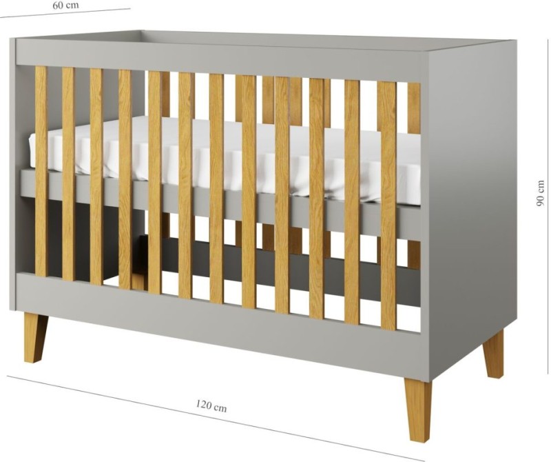 Łóżeczko niemowlęce KUBI szare