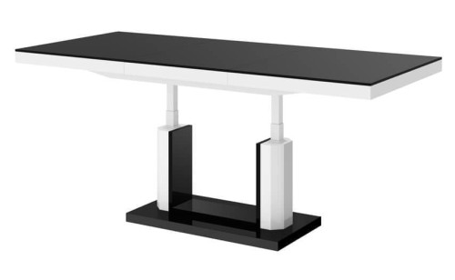 Ławostół podnoszony rozkładany QUADRO LUX 120 - 170 cm Czarno-biały mat