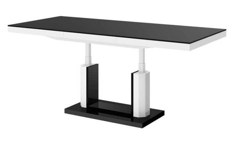 Ławostół podnoszony rozkładany QUADRO LUX 120 - 170 cm Czarno-biały mat