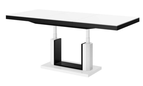 Ławostół podnoszony rozkładany QUADRO LUX 120 - 170 cm Biało-czarny mat