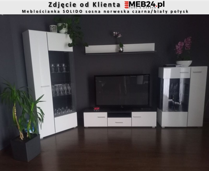 Meblościanka SOLIDO sosna norweska czarna/biały MDF połysk - Zdjęcie od klienta