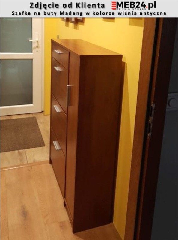 Szafka na buty Marilia 3 do przedpokoju ze srebrnymi uchwytami - zdjęcie od klienta