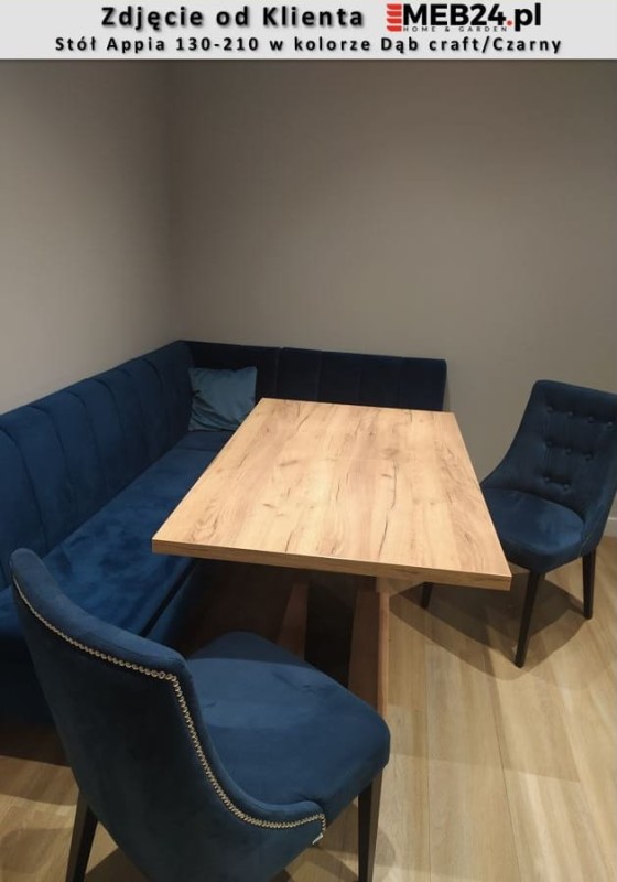 Stół Appia rozkładany 130-210 dąb craft/czarny połysk