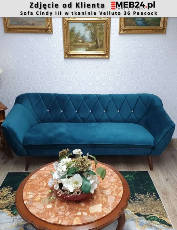 Sofa tapicerowana Cindy III w stylu skandynawskim - zdjęcie od klienta