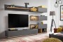Meblościanka Silk 240 cm zestaw 6 elementów z oświetleniem LED do salonu antracyt