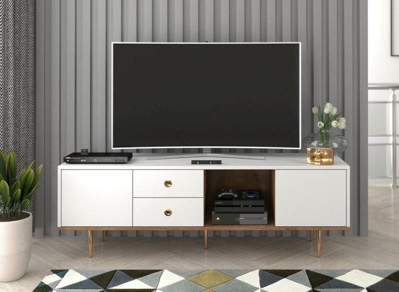 Biała nowoczesna szafka RTV Harmoni H01