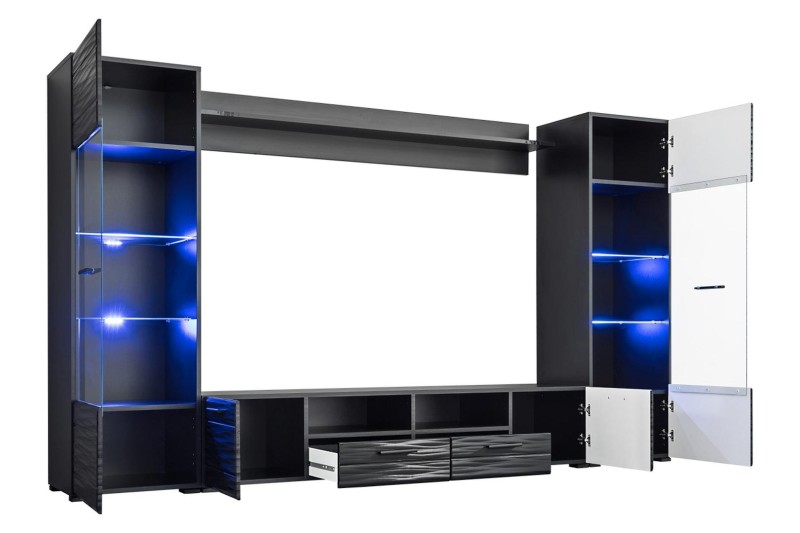 Meblościanka MODICA czarny & sahara połysk