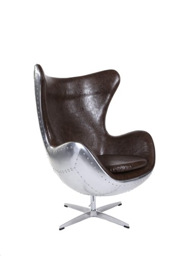 Fotel Jajo aluminium brąz PU