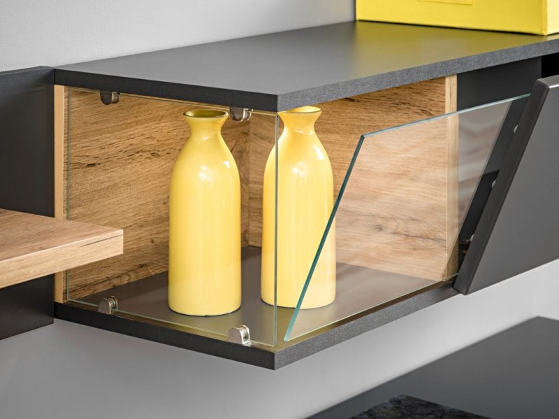 Meblościanka Silk 240 cm zestaw 6 elementów z oświetleniem LED do salonu