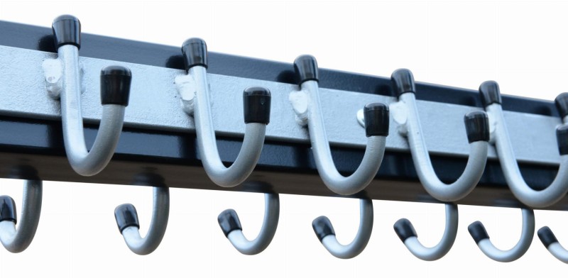 Wieszak do szatni 120 cm 40 hak Czarny/Srebrny