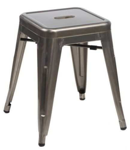 Stołek Paris w kolorze metalu inspirowany Tolix