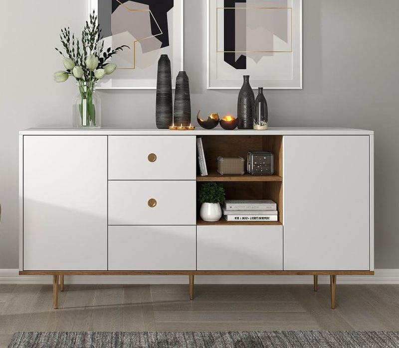 Biała nowoczesna komoda do salonu Harmoni H01