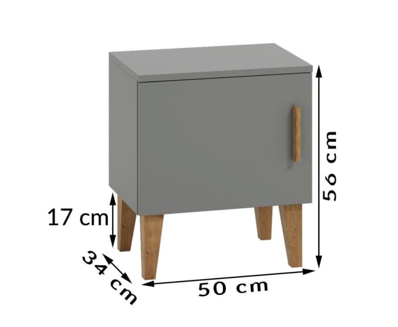 Szafka nocna z półką KUBI szara